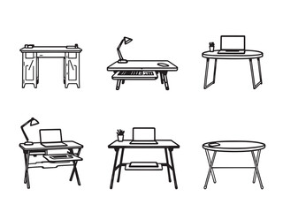 Laptop Table Black Line Art Collection