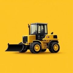 Naklejka premium Flat vector illustration of grader machine, infographic or icon style