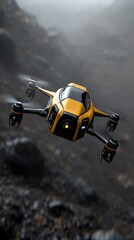 Concept art of flying grader drone for terraforming missions, fantasy scifi world, 3D illustration