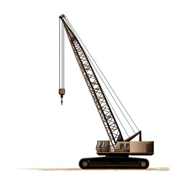 a retro crane machine clipart, vintage construction equipment, muted palette, isolated on white background