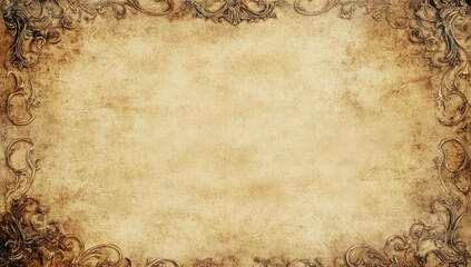 Aged parchment paper with ornate decorative border