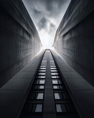 Tower crane seen from below, perspective shot with dynamic angle