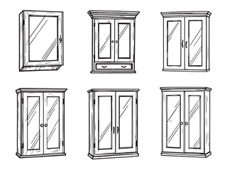 Medicine Cabinet Black Line Art Design