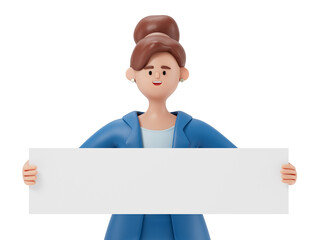 3D people holding an empty white board for insert a concept.3d rendering,conceptual image. isolated on white background.