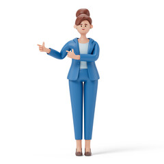 The gesture of pointing to one side, It can be used to direct attention to something or someone, or to introduce a topic or idea. 3D rendering, conceptual image. Isolated on white background.