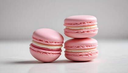 Fototapeta premium A captivating shot of pink macarons stacked and arranged, a perfect sweet treat.