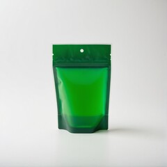 A Vibrant Green: An Eye-Catching Stand-Up Pouch Displays a Fresh, Modern Aesthetic Against a Clean White Backdrop, Ideal for Packaging Design.