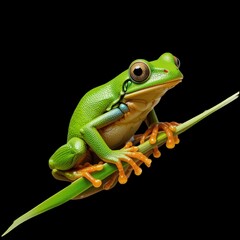 Obraz premium A green frog isolated on transparent background