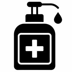 Hand sanitizer black icon vector on white background.