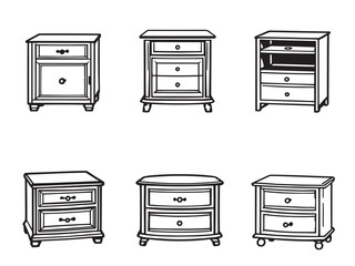 Nightstand Minimal Line Art Furniture Set