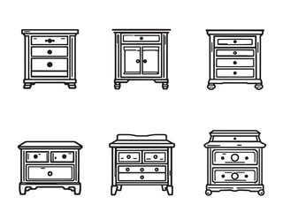 Simple Nightstand Outline Drawing Collection