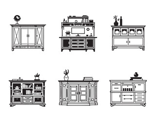 Minimal Office Credenza Outline Collection