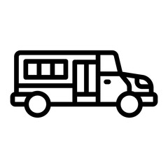 School Bus Vector Line Icon Design