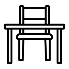 Desk and Chair Vector Line Icon Design
