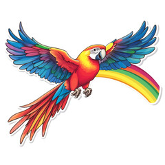 Obraz premium Colorful macaw in flight tropical rainforest digital art vibrant environment close-up view wildlife concept