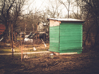 Outdoor rural toilet in spring in Russia