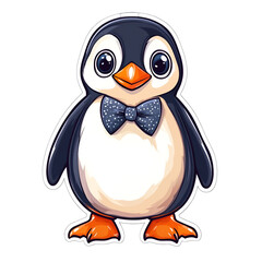 Obraz premium Cute penguin character wearing a bowtie digital art whimsical style cartoon environment fun viewpoint