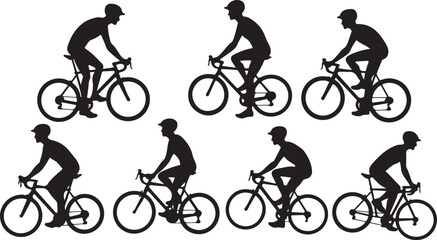Cyclist Silhouettes in Motion – Vector Illustration Set

Biking Poses Silhouette Collection – Road Cyclists in Action

Cycling Shadow Figures – Dynamic Bicycle Rider Silhouettes