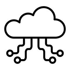 Cloud Computing Vector Line Icon Design