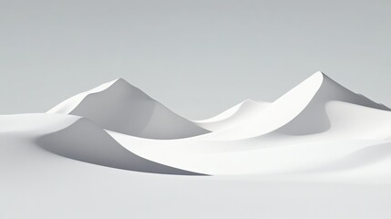 Abstract white mountain landscape art minimalist design high-quality digital content calm atmosphere