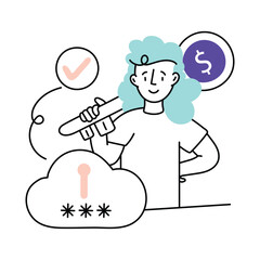 Secure Pin vector colored minimal illustration. EPS 10 file