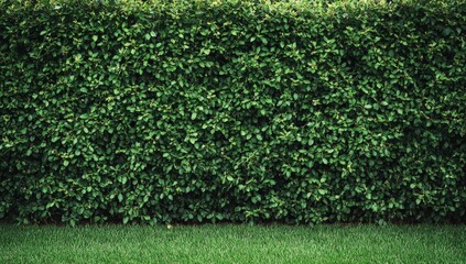 Lush green hedge bordering a lawn