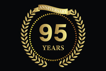 Naklejka premium 95 years anniversary icon with laurel wreath and number icon.