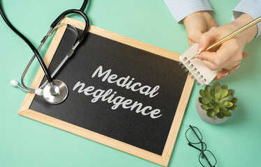 Medical negligence concept. Situation where a healthcare professional or medical provider fails to...