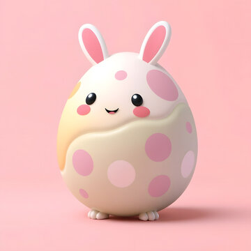 A colorfull easter egg illustration, characters in this image are depicted in a 3D cartoon style