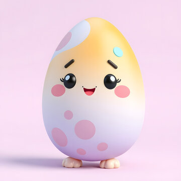 creatively designed colorfull easter egg illustration, featuring pliable forms and a soft color background
