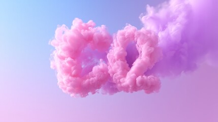 Fototapeta premium Colorful clouds form the number 62 in a pastel sky at sunset for creative visual art