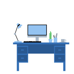 Illustration of a Modern Office Desk Setup
