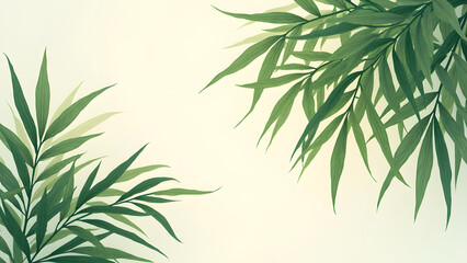 Fototapeta premium Bamboo leaves in artistic design nature scene illustration tranquil setting