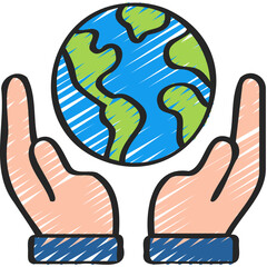 Hands Holding Up Earth Icon