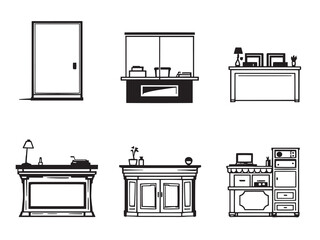 Reception Desk Outline Vector Pack