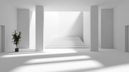 Fototapeta premium Minimalist interior design showcase modern space art presentation bright environment clean aesthetic