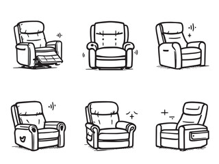 Recliner Chair Line Drawing Set