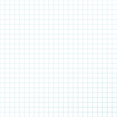 Blank Grid Paper Background With Blue Lines For Math, Notes, Sketches, Or School Projects. Simple Empty Graph Sheet Template On White Background. Vector Illustration.
