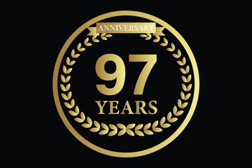 97 years anniversary icon with laurel wreath and number icon.