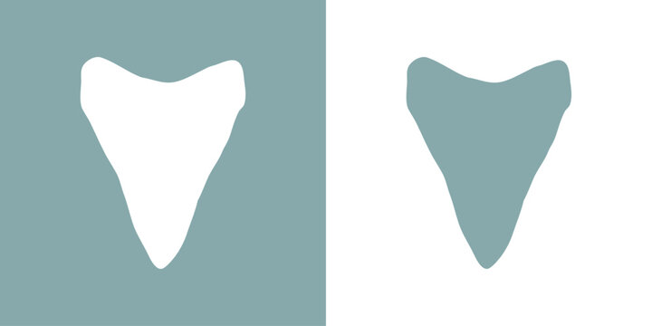 Vida marina. Silueta aislada de un diente de tibur&oacute;n