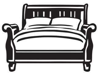 Sleigh Bed Minimal Line Art Set