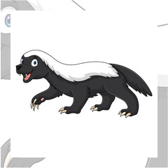 Cartoon Honey badger on white background