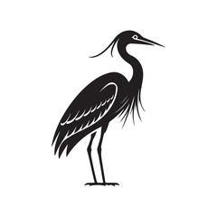 Black Crane Bird Silhouette – Nature Graphic Design