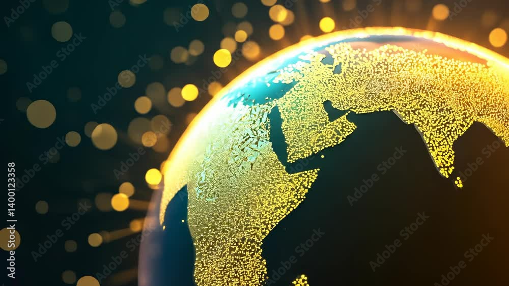 Aufkleber glowing 3d and sphere with luminous interconnected abstract background nodes representing digital co