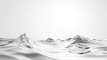 Serene ocean waves white background digital art calm environment minimalist viewpoint abstract concept