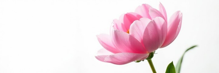 Fototapeta premium Single peony in isolation on white background, blossom, texture