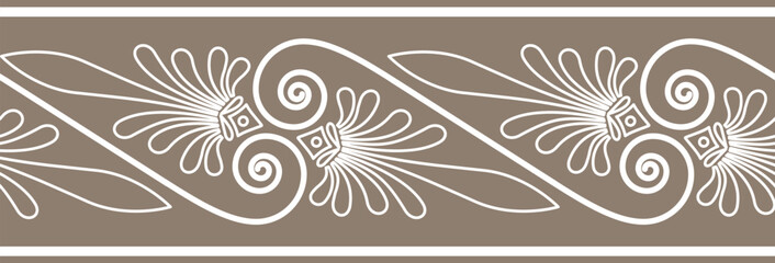 Vector golden at white seamless classic greek ornament. Endless European pattern. Ancient Greece, Roman Empire. Pattern for border, frame. Byzantine pattern of European palaces, textile, embroidery