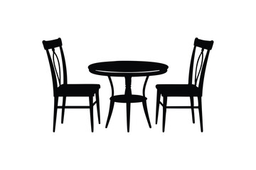 Fototapeta premium A table and chairs silhouette on white background