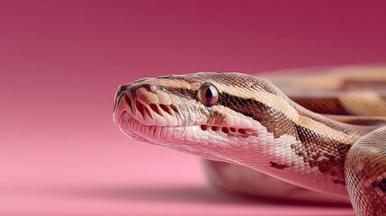 Fototapeta premium Striking closeup, snake with open mouth and extended tongue in a defensive posture