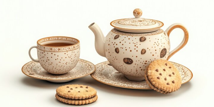 Tea Time Ceramic Set with Cookies
